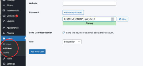 wordpress security strong password